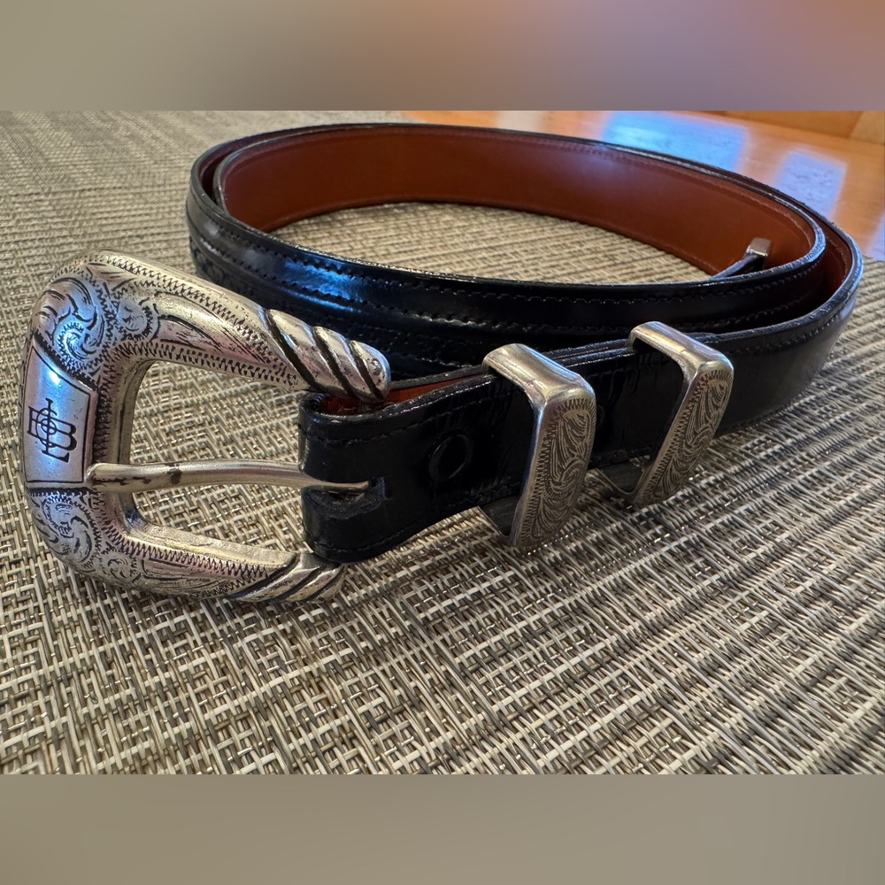 LUCCHESE Men’s Black Leather Belt EUC
